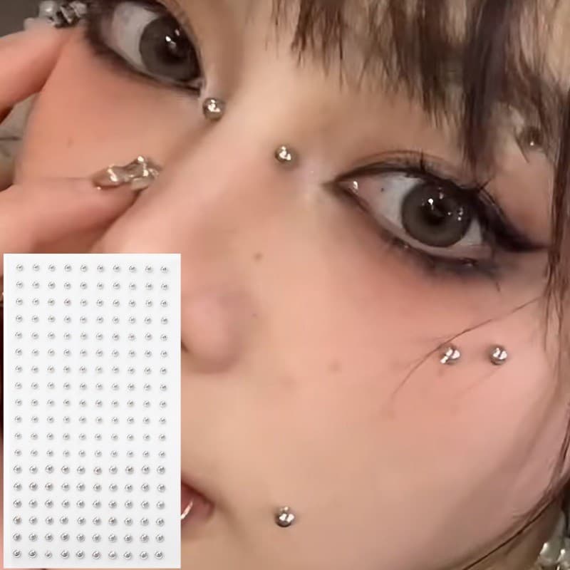 เงินจมูกปลอมเจาะสติกเกอร์ไม่เจาะใบหน้า Jewellery Self กาว Rhinestones สําหรับริมฝีปากตา Body ส่วนบุคคลตกแต่ง รูปที่ 8