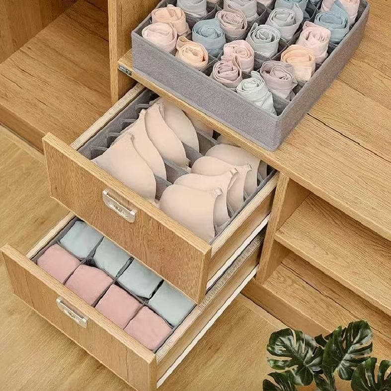กล่องจัดระเบียบชุดชั้นใน ถุงเท้า สีพื้นสไตล์มินิมอล พับเก็บได้ ประหยัดพื้นที่ใช้งาน Hiday รูปที่ 4