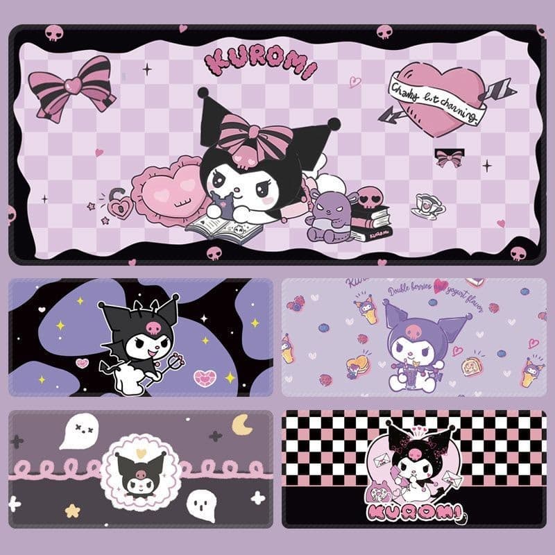 แผ่นรองเมาส์ Kuromi แป้นพิมพ์คอมพิวเตอร์ขนาดใหญ่การ์ตูนโน๊ตบุ๊คเย็บการเรียนรู้การเขียนแผ่นรองโต๊ะสาวน่ารักนักเรียน สินค้า สํานักงานของขวัญ รูปที่ 4