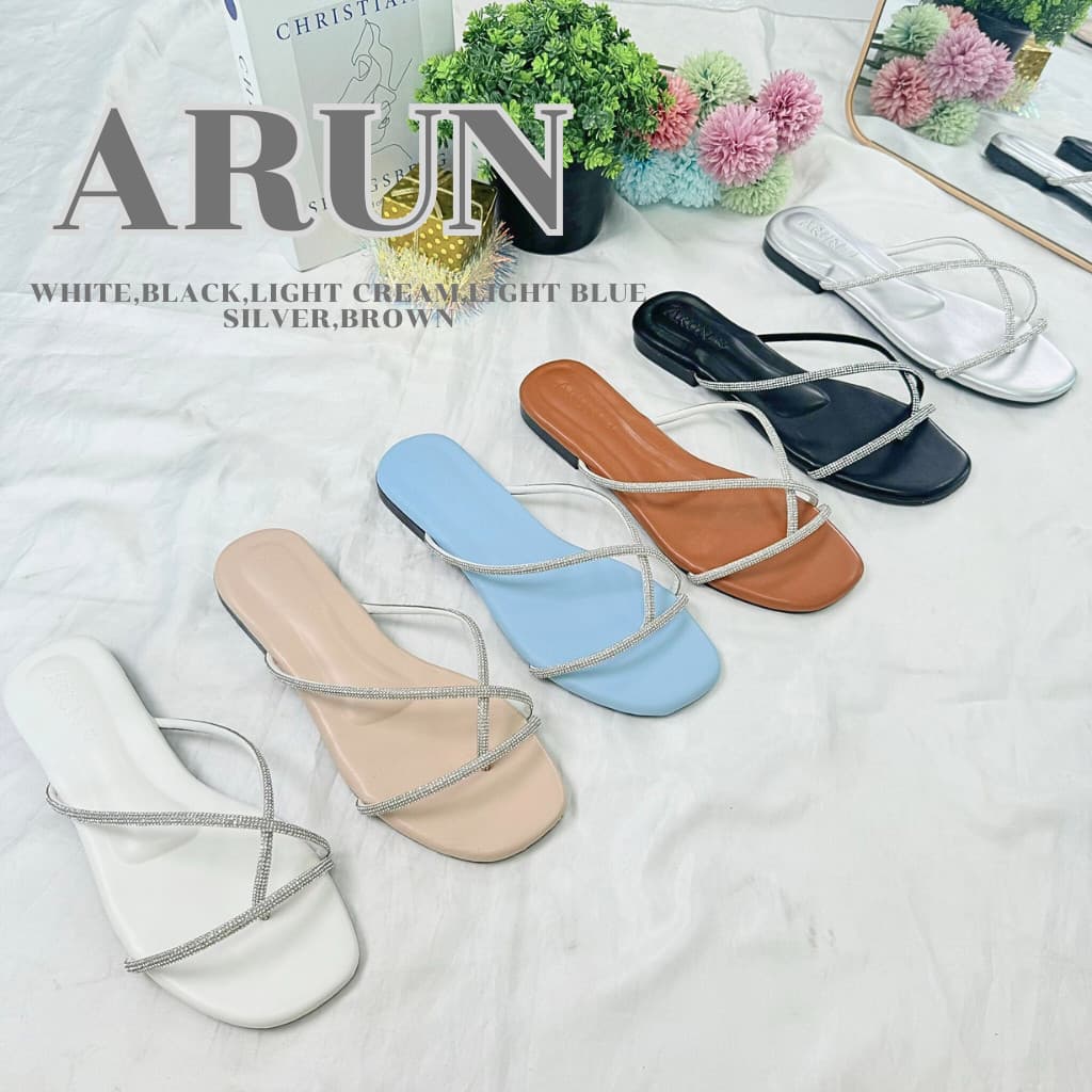 รองเท้าแตะแฟชั่น แบรนด์ ARUN รุ่น AR2029 ดีไซน์สอดโป้ง ไขว้เพชร มีไซส์ใหญ่ รูปที่ 7