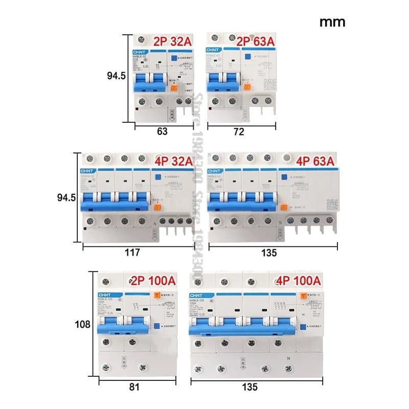 CHINT NXBLE Type A RCBO 30mA 2P 4P 3P+1N 1P+N 20A 25A 32A 40A 63A พร้อมการป้องกันการรั่วไหลกระแสเกินเฉพาะสําหรับสถานีชาร์จ รูปที่ 2