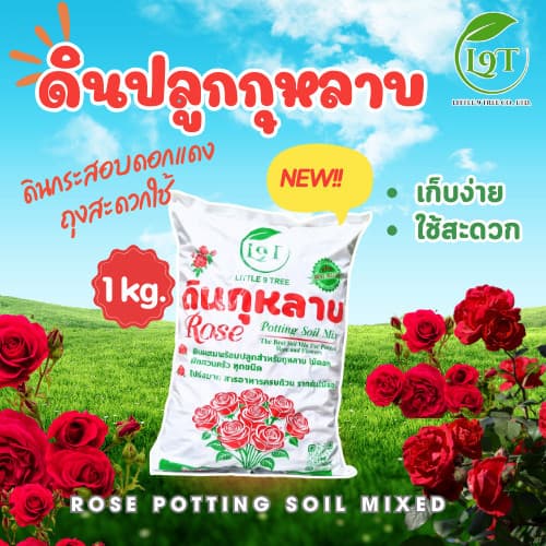 NEWดินปลูกกุหลาบพร้อมใช้ 1 kg ดินกระสอบดอกแดงขนาดสะดวกใช้ ส่วนผสมกว่า10ชนิดRose Potting Soil ปลูกกุหลาบไม้ดอก ผัก VDO รูปที่ 2
