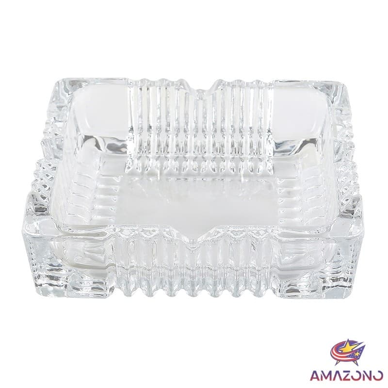 Amaz ที่เขี่ยบุหรี่ แบบสี่เหลี่ยม และ แบบกลม แก้วสีใส ที่ทิ้งก้นบุหรี่ Ashtray รูปที่ 9