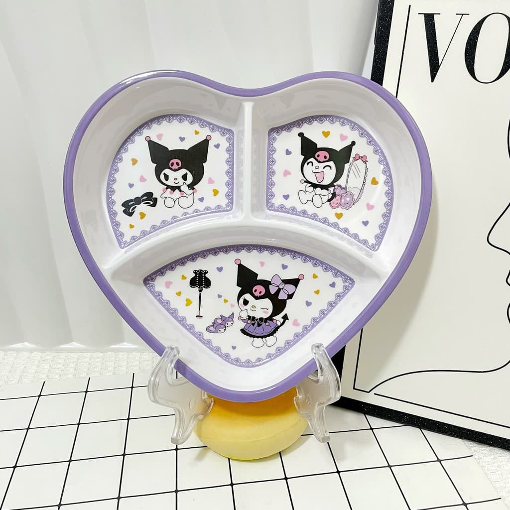 ชุดภาชนะเด็ก Kuromi 3 ชิ้น : ชามกันร้อน + จานแบ่งช่อง + ช้อนกันแตก! วัสดุเกรดอาหารปลอดภัย พกพาไปโรงเรียน สำหรับอนุบาลถึงประถมศึกษา รูปที่ 6