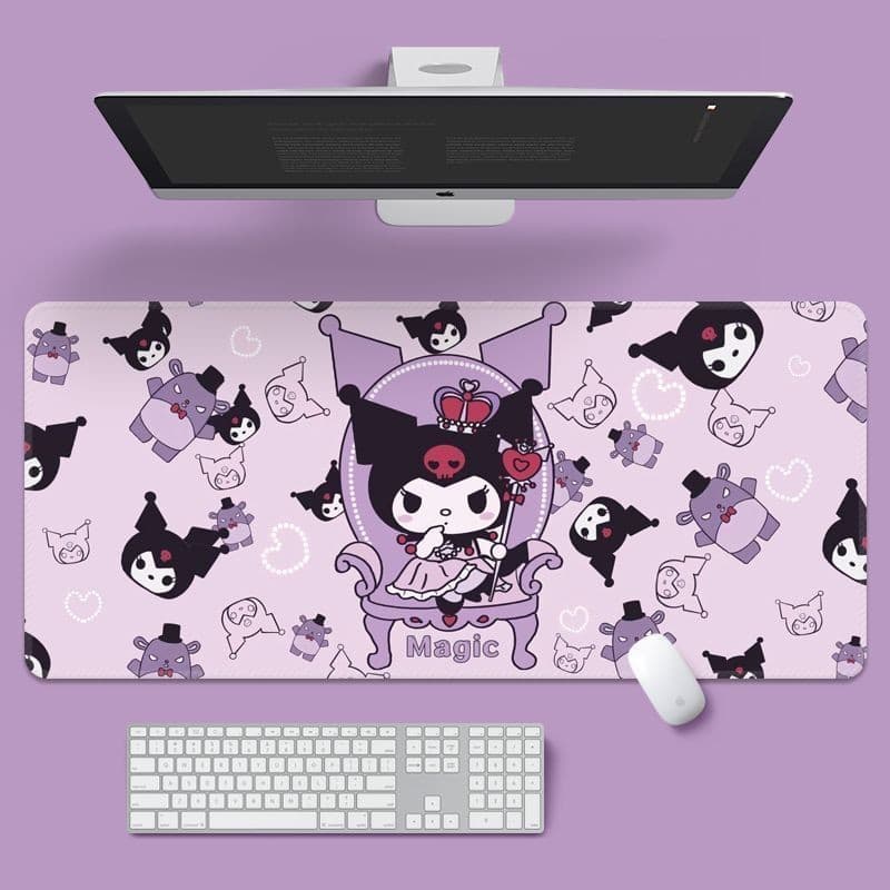 แผ่นรองเมาส์ Kuromi แป้นพิมพ์คอมพิวเตอร์ขนาดใหญ่การ์ตูนโน๊ตบุ๊คเย็บการเรียนรู้การเขียนแผ่นรองโต๊ะสาวน่ารักนักเรียน สินค้า สํานักงานของขวัญ รูปที่ 1