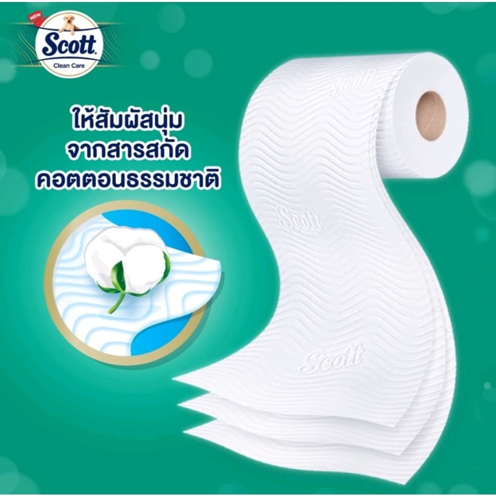 GlobalHouse SCOTT กระดาษชำระม้วนเล็ก 3 ชั้น 6ม้วน/แพ็ค รุ่น คลีนแคร์ สีเขียว สินค้าของแท้คุณภาพดี รูปที่ 4