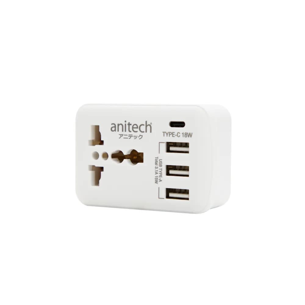 ANITECH H108UC Universal travel adapter 1ช่อง 3USB A + 1Type C รูปที่ 5
