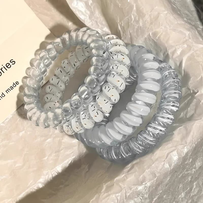 4pcs ยางรัดผม โดปามีน เครื่องประดับผม สําหรับผู้หญิง ยืดหยุ่นได้ดีมาก เชือกมัดผมหางม้า แฟชั่นเรียบง่าย G3260 รูปที่ 6
