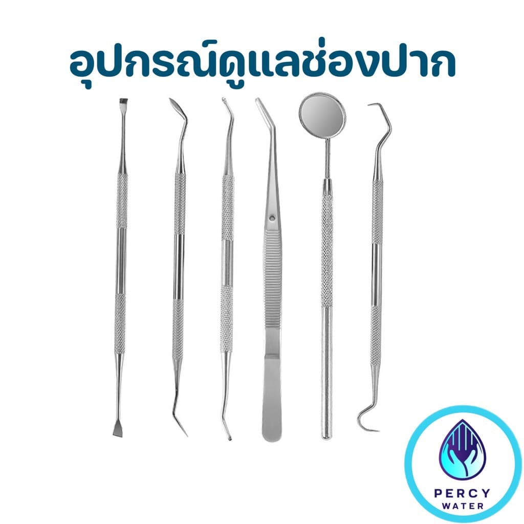 อุปกรณ์ตรวจฟัน ขูดหินปูน ส่องช่องปาก แสตนเลสแท้ เครื่องมือทันตกรรม ใช้เองที่บ้าน แยกชิ้นให้เลือก A–F รูปที่ 1