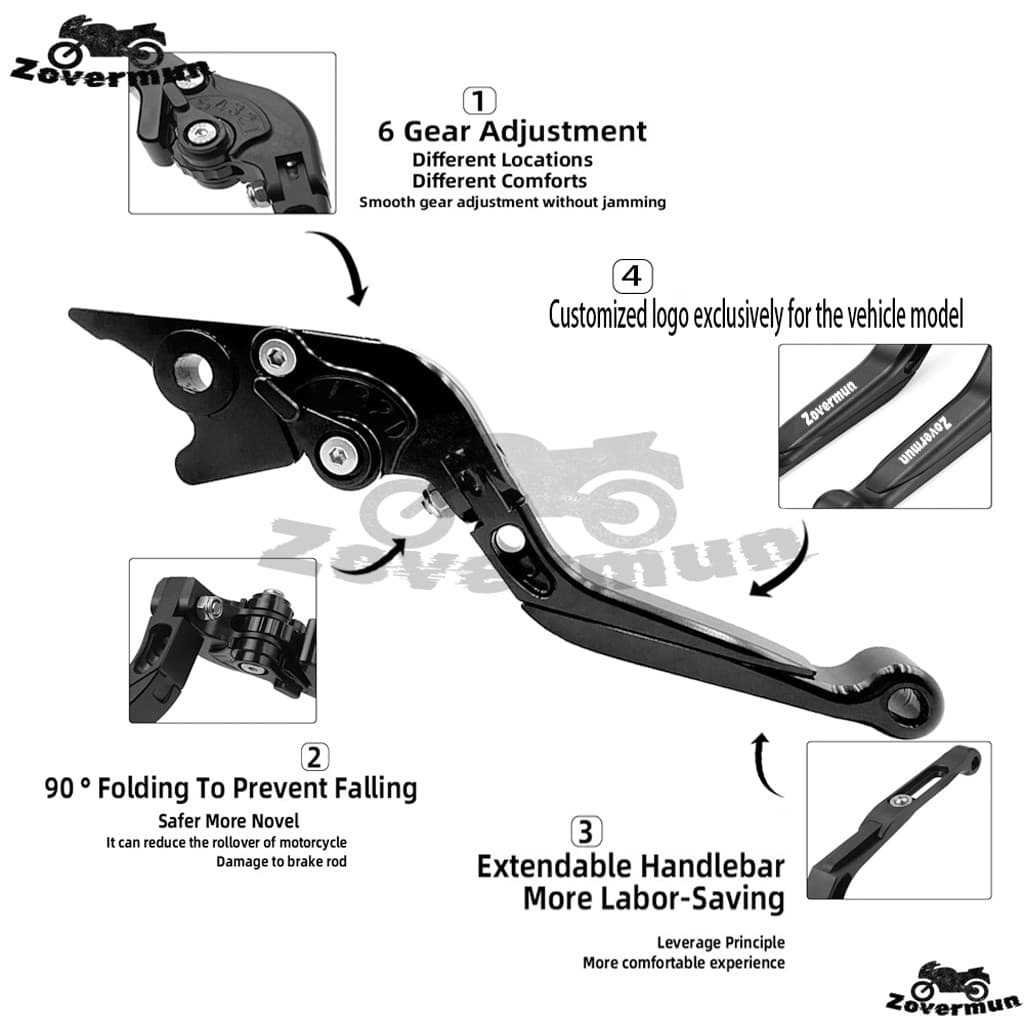 สำหรับ Honda GIORNO+125 ABS/CBS มอเตอร์ไซค์ ปรับแต่ง CNC อลูมิเนียม 6 ระดับ ปรับได้ คันเบรกและคลัทช์แบบพับได้ คันเบรกและคลัทช์แบบยืดหดได้ รูปที่ 2