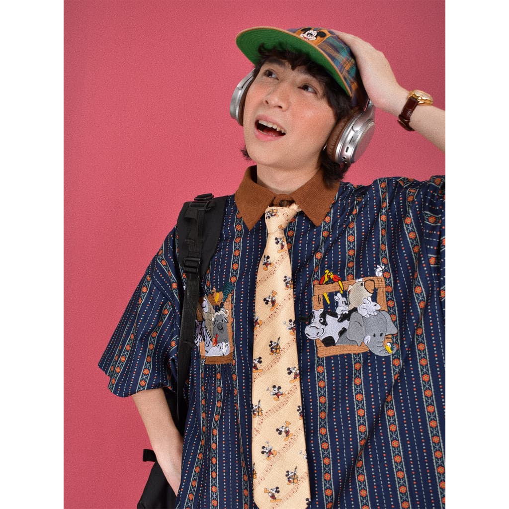 SUIKONE ซุยโคเนะ ญี่ปุ่นย้อนยุคการ์ตูนปักแนวตั้งลายเสื้อแขนสั้นฤดูร้อนผู้ชายและผู้หญิงเสื้อลําลองหลวม รูปที่ 2