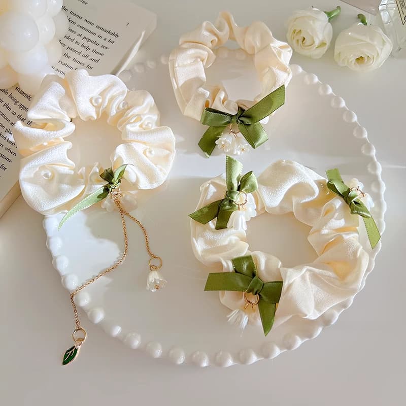 แฟชั่น Lily of The Valley ดอกไม้เชือกผมผูกผมยางรัดหัวเชือก Scrunchies รูปที่ 8