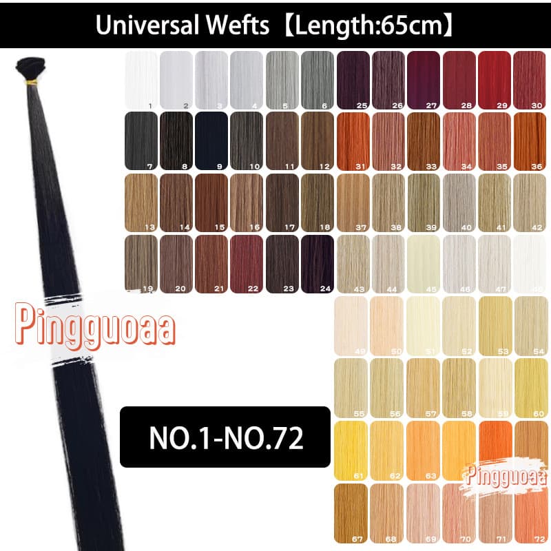 Anime Cosplay Wigs 65cm Long Universal Wefts Colorful Straight Hair Bundles Synthetic Weft Hair Extensions Straight Weave Hair Bulk รูปที่ 1