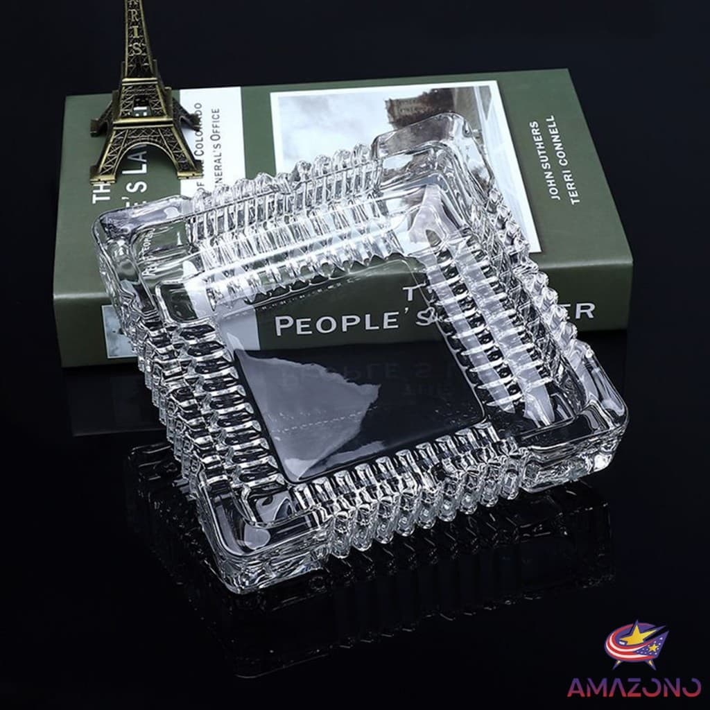 Amaz ที่เขี่ยบุหรี่ แบบสี่เหลี่ยม และ แบบกลม แก้วสีใส ที่ทิ้งก้นบุหรี่ Ashtray รูปที่ 7