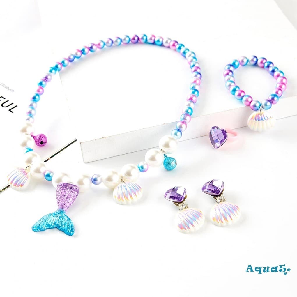 อุ๊ย-ชุดเครื่องประดับเจ้าหญิงเงือกเด็กที่มีสีสดใสใต้น้ําโลกพรรคคอสเพลย์ตกแต่ง รูปที่ 6