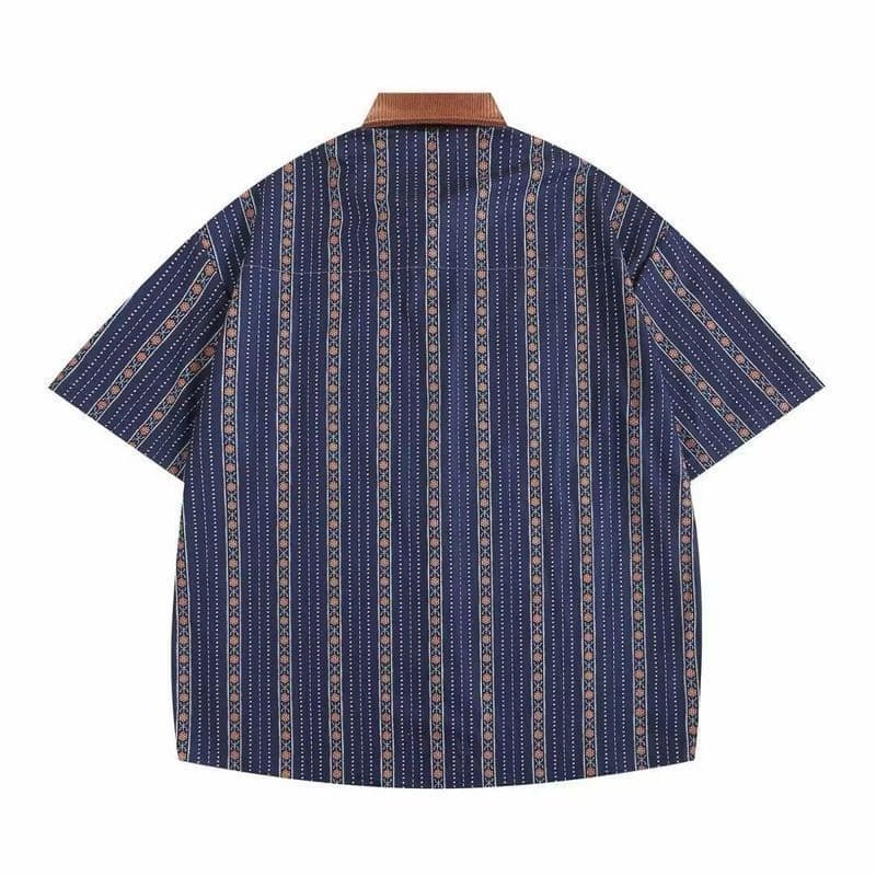 SUIKONE ซุยโคเนะ ญี่ปุ่นย้อนยุคการ์ตูนปักแนวตั้งลายเสื้อแขนสั้นฤดูร้อนผู้ชายและผู้หญิงเสื้อลําลองหลวม รูปที่ 6