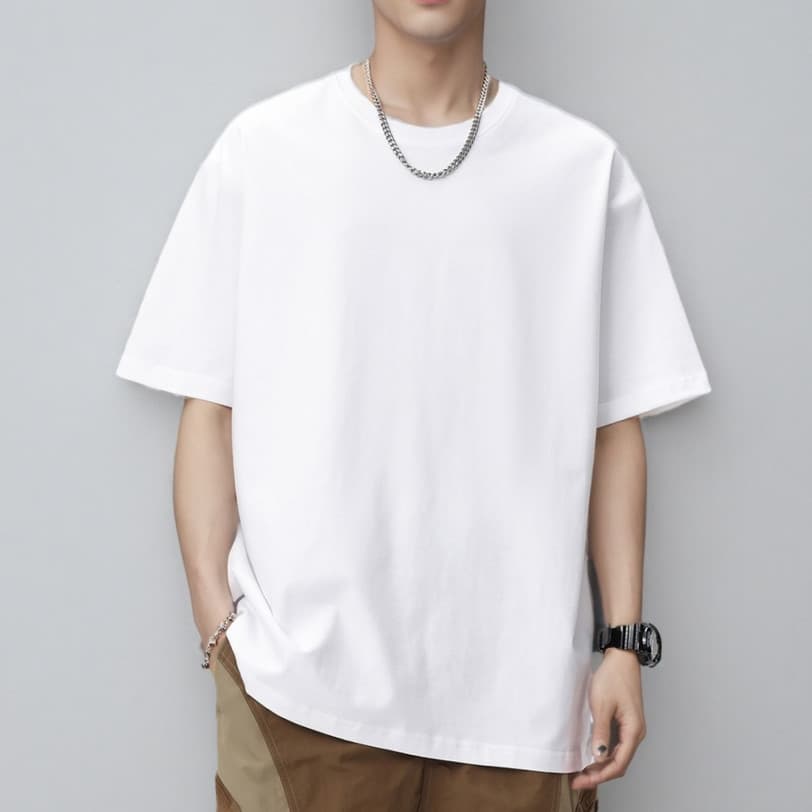 เสื้อยืดแขนสั้นผู้ชาย เสื้อยืดคอกลมสีพื้น คุณภาพดี​ ไม่ย้วย ไม่หด ไม่ต้องรีด ผ้านุ่มใส่สบาย ใส่ได้ทั้งชายและหญิง รูปที่ 4