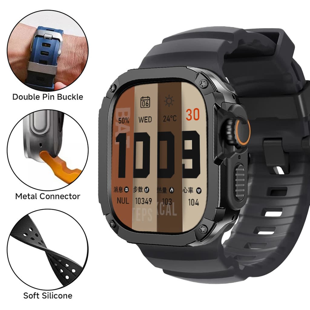 Band + กรณีกีฬาสายรัดซิลิโคน TPU + PC ฝาครอบกันชนสําหรับ Apple Watch Ultra 2 49 มม.42 44 45 46 มม. iWatch Series10/8/7/SE/6/5 รูปที่ 5