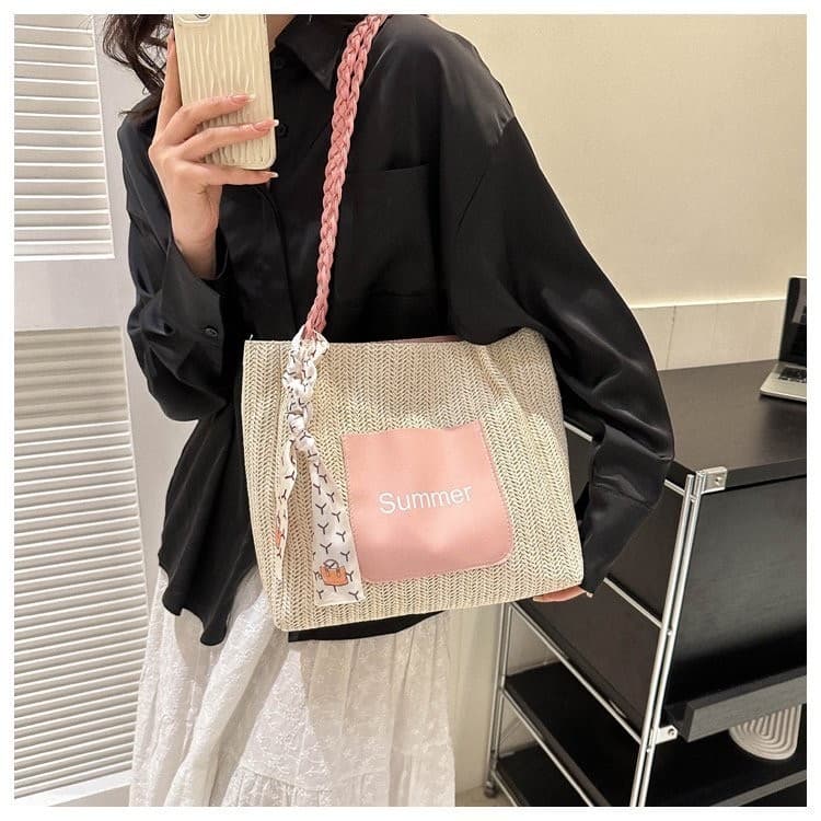 HiH shop: กระเป๋าใบใหญ่สำหรับผู้หญิงสะพายข้างได้ถือได้หนัง มีซิปด้วย SP7159 รูปที่ 7