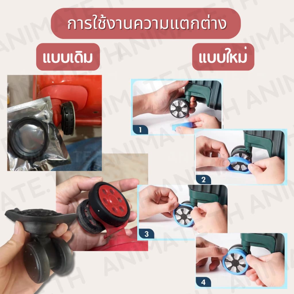 ล้อยางซิลิโคนแบบแบนหนา แหวนล้อกระเป๋าเดินทาง แบบยางยืดหยุ่น 35-50 มม. ติดตั้งง่าย ใช้ได้ทันที พร้อมออกเดินทางทุกเวลา รูปที่ 4