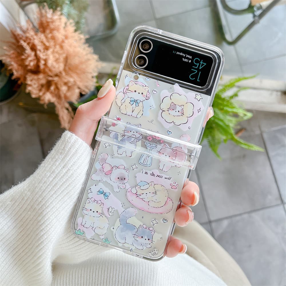 Bow Tie แมวน่ารักสําหรับ Samsung Galaxy Z Flip7 FE 6 5 4 3 รวมทุกอย่างป้องกันจี้กรณี Drop-proof ความคิดสร้างสรรค์สําหรับ Samsung Full Encirclement ปลอก รูปที่ 8