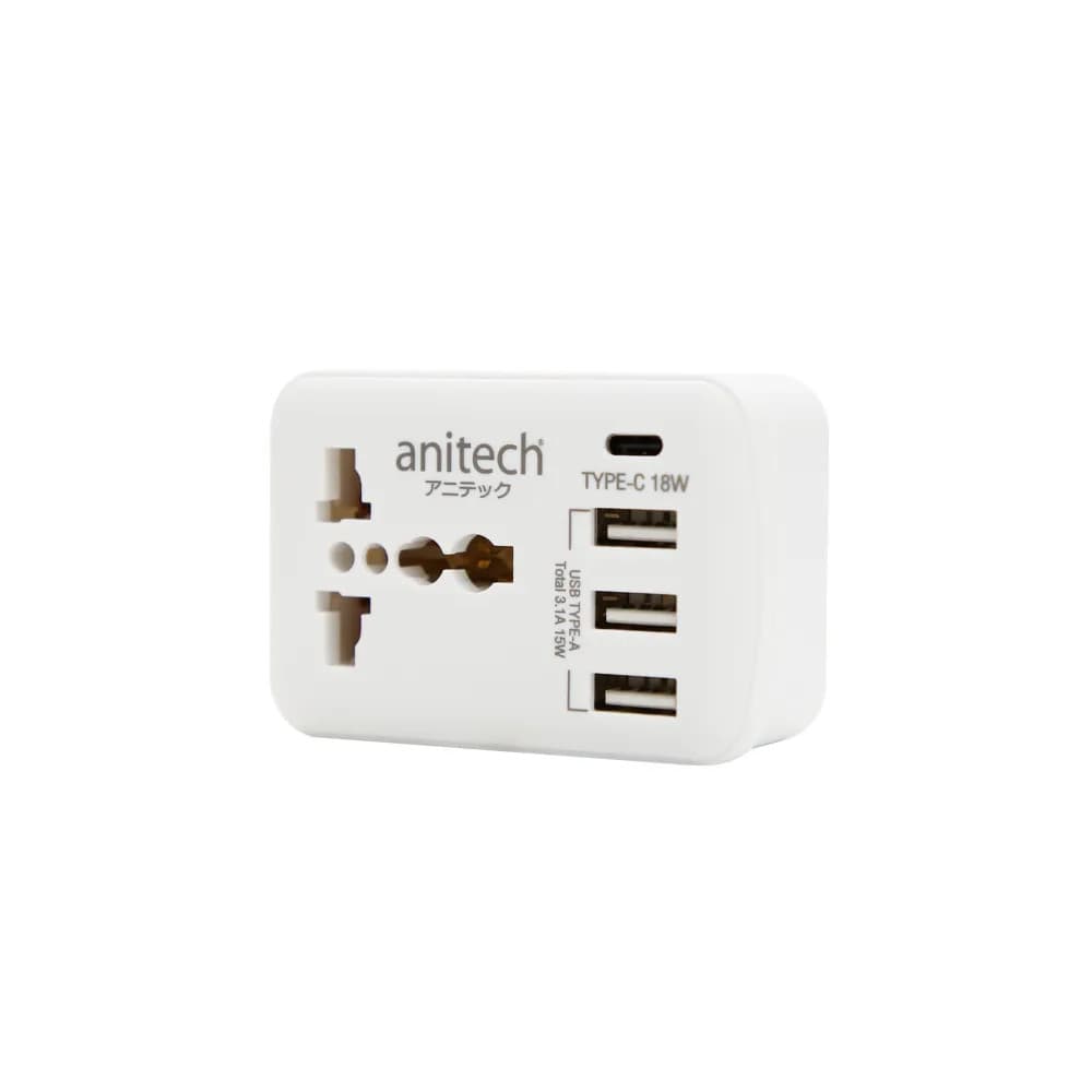 ANITECH H108UC Universal travel adapter 1ช่อง 3USB A + 1Type C รูปที่ 5