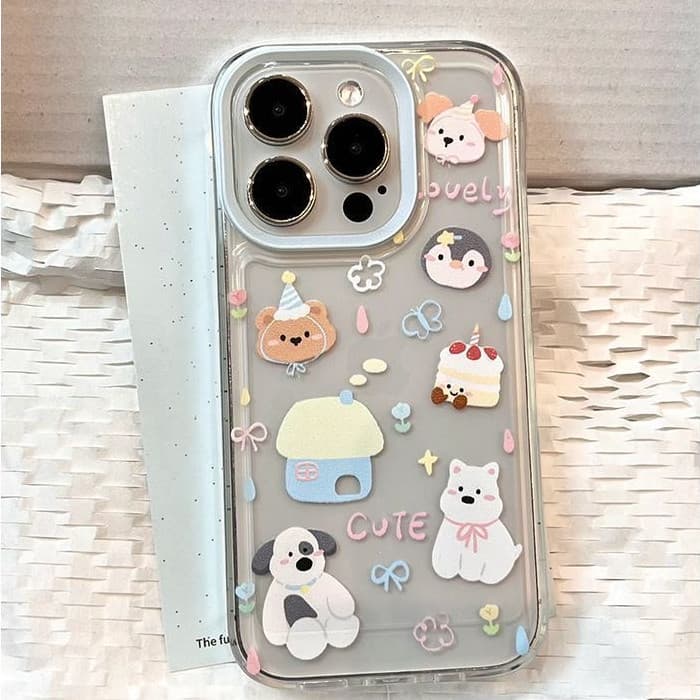 Poppaน่ารักลูกแมวลูกสุนัขเข้ากันได้เคสไอโฟน 11 17 15 Pro Max 14 12 13 Pro Max XR X Max 7 16 14 8 Plus การ์ตูนช้างหมีเคส รูปที่ 3