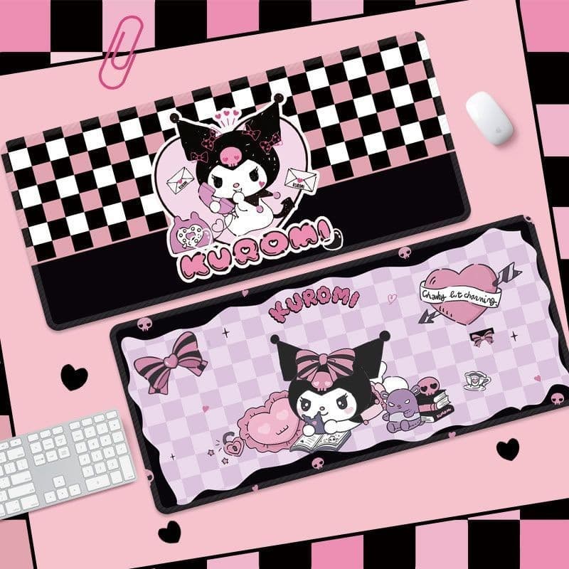 แผ่นรองเมาส์ Kuromi แป้นพิมพ์คอมพิวเตอร์ขนาดใหญ่การ์ตูนโน๊ตบุ๊คเย็บการเรียนรู้การเขียนแผ่นรองโต๊ะสาวน่ารักนักเรียน สินค้า สํานักงานของขวัญ รูปที่ 3