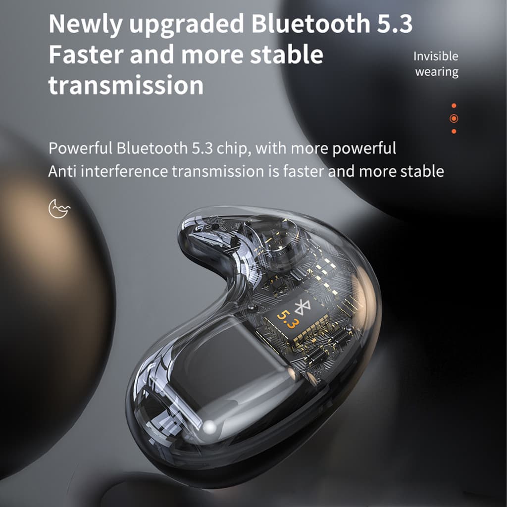 X55 ไร้สาย Sleeping หูฟัง Hi-fi เสียงสเตอริโอ Build-in Mic จอแสดงผล LED หูฟังปุ่มควบคุมชุดหูฟังกันน้ําหูฟังตัดเสียงรบกวนสําหรับโทรศัพท์ทั้งหมด รูปที่ 4