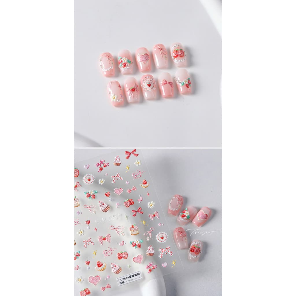 magico Moji Tietsu Cartoon Relief Finger Sticker Pro Frosted Thin Shore Sticker TS-3814 Strawberry Mousse รูปที่ 8