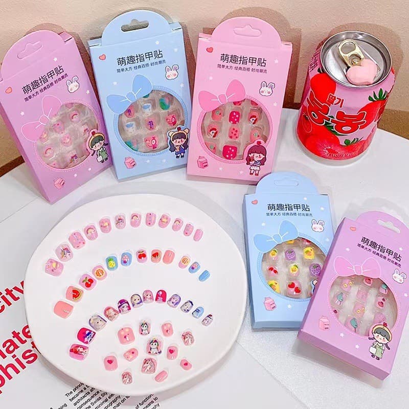 สติกเกอร์ติดเล็บ, สําหรับเด็ก สติกเกอร์เล็บน่ารักสำหรับเด็กผู้หญิง DIY เล็บปลอม มีกาวในตัว รูปที่ 6