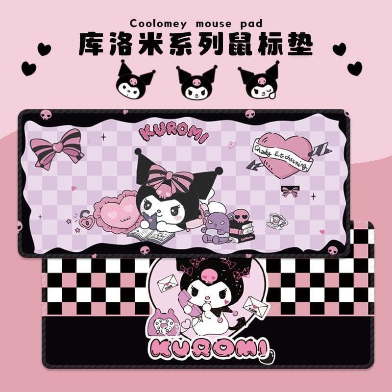แผ่นรองเมาส์ Kuromi แป้นพิมพ์คอมพิวเตอร์ขนาดใหญ่การ์ตูนโน๊ตบุ๊คเย็บการเรียนรู้การเขียนแผ่นรองโต๊ะสาวน่ารักนักเรียน สินค้า สํานักงานของขวัญ รูปที่ 2