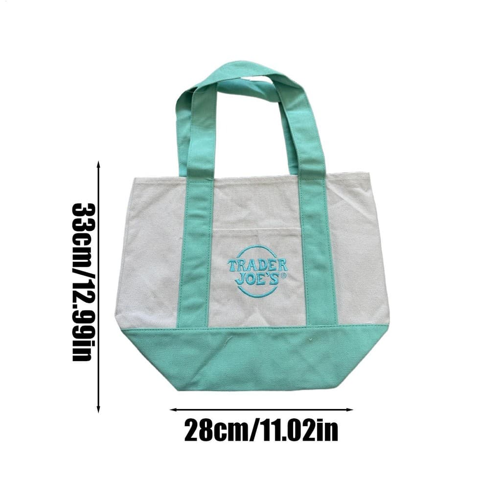 Trader Joes Mini Pastel Canvas Tote Bags Small Pastel Colored Canvas Bag Fashion Shopping Pouch รูปที่ 9