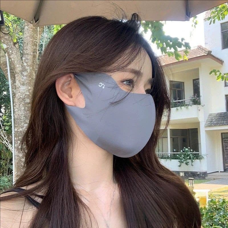 หน้ากากระบายความร้อนสําหรับฤดูร้อนป้องกันรังสียูวี | หน้ากากไหมน้ําแข็ง ขึ้น50+ แบบพับได้พร้อมมอยซ์เจอไรเซอร์ ฮ่า แบบพกพาสําหรับเดินทาง/วิ่ง รูปที่ 3