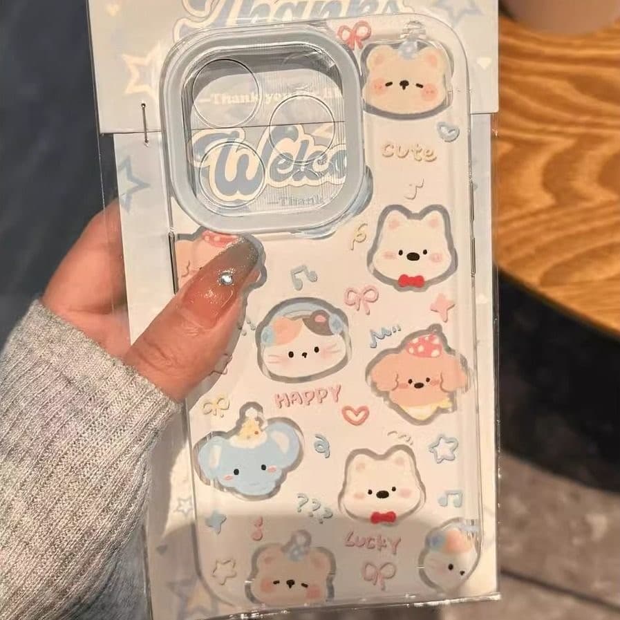 Poppaน่ารักลูกแมวลูกสุนัขเข้ากันได้เคสไอโฟน 11 17 15 Pro Max 14 12 13 Pro Max XR X Max 7 16 14 8 Plus การ์ตูนช้างหมีเคส รูปที่ 4