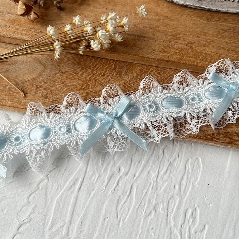 French Lolita High-End Bow Lace Accessories Tie Pain Bag diy วัสดุริบบิ้นจีบตกแต่ง รูปที่ 3