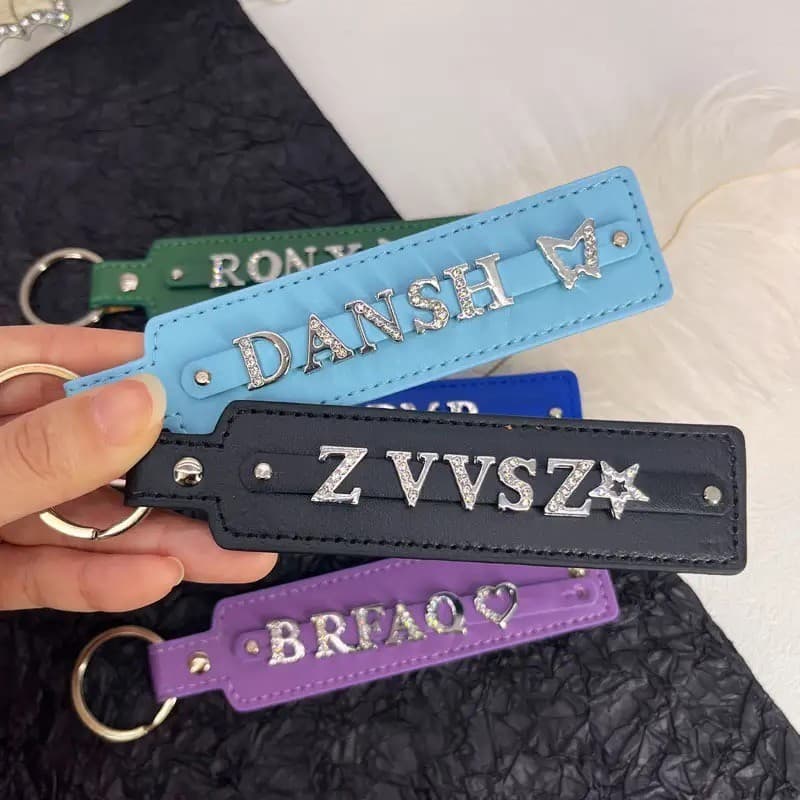 ชื่อที่กําหนดเอง Pu พวงกุญแจธุรกิจของขวัญ Y2K Key แขวนจี้รถ Key Chains โลหะแหวน DIY อุปกรณ์เสริม รูปที่ 4