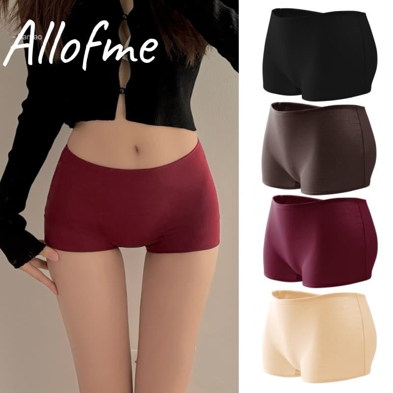 Allofme ผู้หญิงผ้าฝ้ายแบนกางเกงบ๊อกเซอร์นุ่มและสะดวกสบายผู้ชายสั้นไม่มีรอยต่อกางเกงชั้นในเต็มรูปแบบ รูปที่ 1