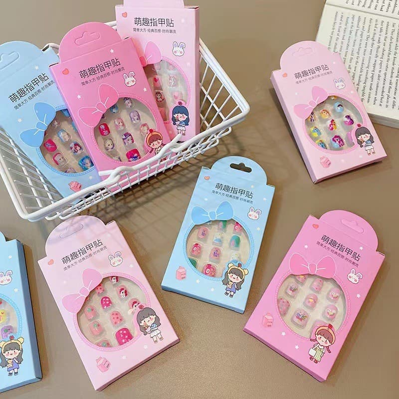 สติกเกอร์ติดเล็บ, สําหรับเด็ก สติกเกอร์เล็บน่ารักสำหรับเด็กผู้หญิง DIY เล็บปลอม มีกาวในตัว รูปที่ 4
