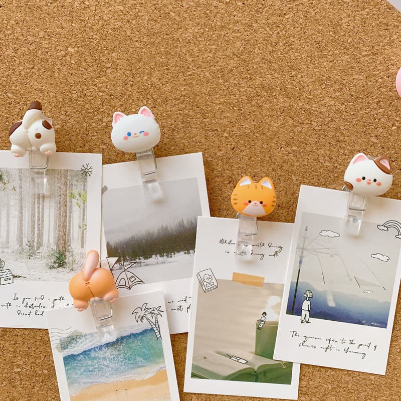 คลิปภาพรูปสัตว์น่ารัก กระดานไม้ก๊อก หมุดตกแต่ง สติ๊กเกอร์ติดผนัง หมุดยึด สไตล์การ์ตูน อุปกรณ์สำนักงาน รูปที่ 6