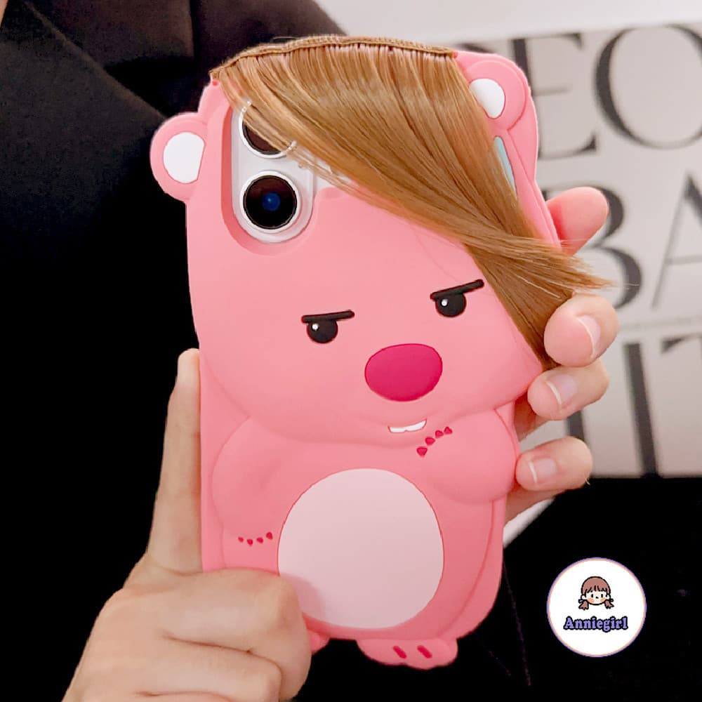 ตลก 3D การ์ตูนถักผม Loopy ซิลิคอนอ่อนเคสโทรศัพท์สําหรับ IPhone 11 16 15 14 Pro Max 12 13 Promax กรอบหนากันกระแทกโทรศัพท์ปกหลัง รูปที่ 1