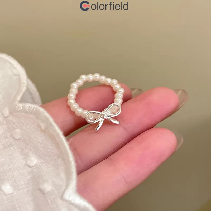 Colorfield เซต 3 ชิ้น แหวน ประดับโบว์ ประดับไข่มุก หรูหราแสง ละเอียดอ่อน ผู้หญิงที่ เครื่องประดับแฟชั่น-COD รูปที่ 7
