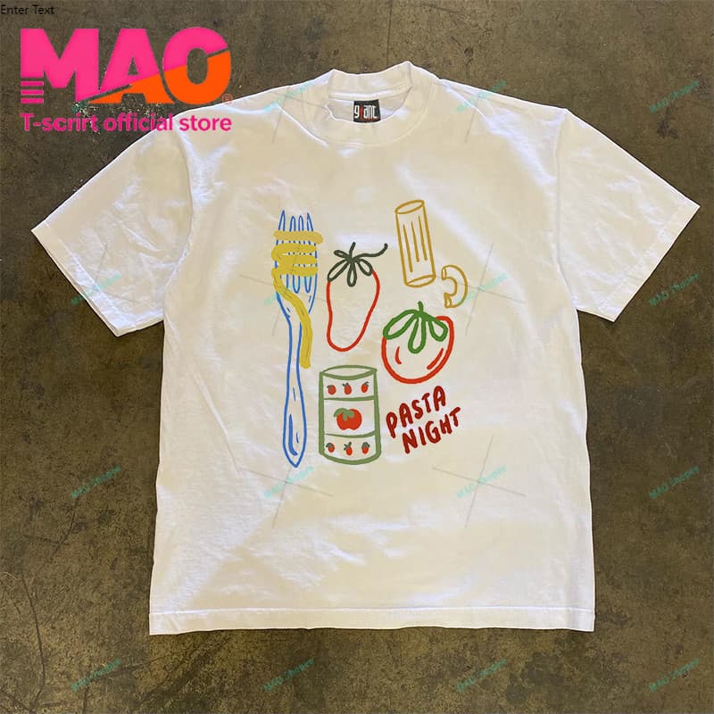 COD MAO Shop มะเขือเทศและพาสต้า print tee，คอกลมแขนสั้นผ้าcotton เสื้อยืด oversize เท่ๆ #51373 รูปที่ 1