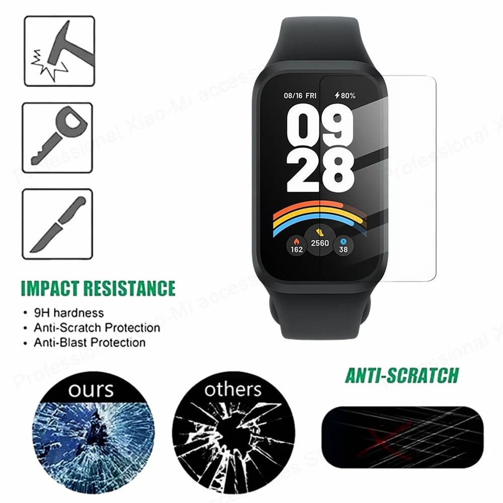 ฟิล์มแก้วนุ่ม / 3D สำหรับ for Xiaomi Mi Band 9 Active 8 Active / Redmi Band 3/2 ป้องกันหน้าจอ Gores รูปที่ 8