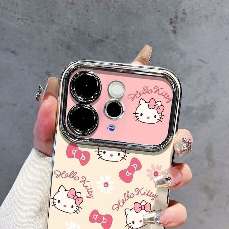 เคส Vivo V70 กรณีหน้าต่างขนาดใหญ่โบว์น่ารักการ์ตูน KT เคสโทรศัพท์ Electroplated กันกระแทก รูปที่ 5