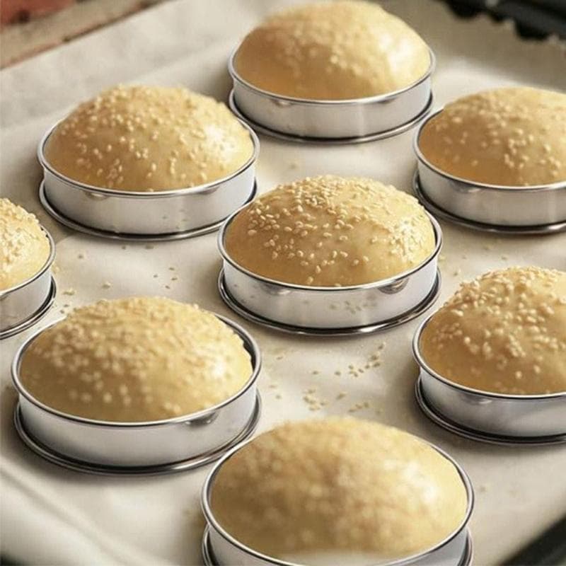 รอบสแตนเลสบิสกิตแหวน2ชั้นม้วนขอบ10/8เซนติเมตรไข่แหวนแม่พิมพ์เหมาะสําหรับพิซซ่าทําสเปรย์ทาวเวอร์สําหรับให้อาหารเครื่องมือทําอา รูปที่ 8