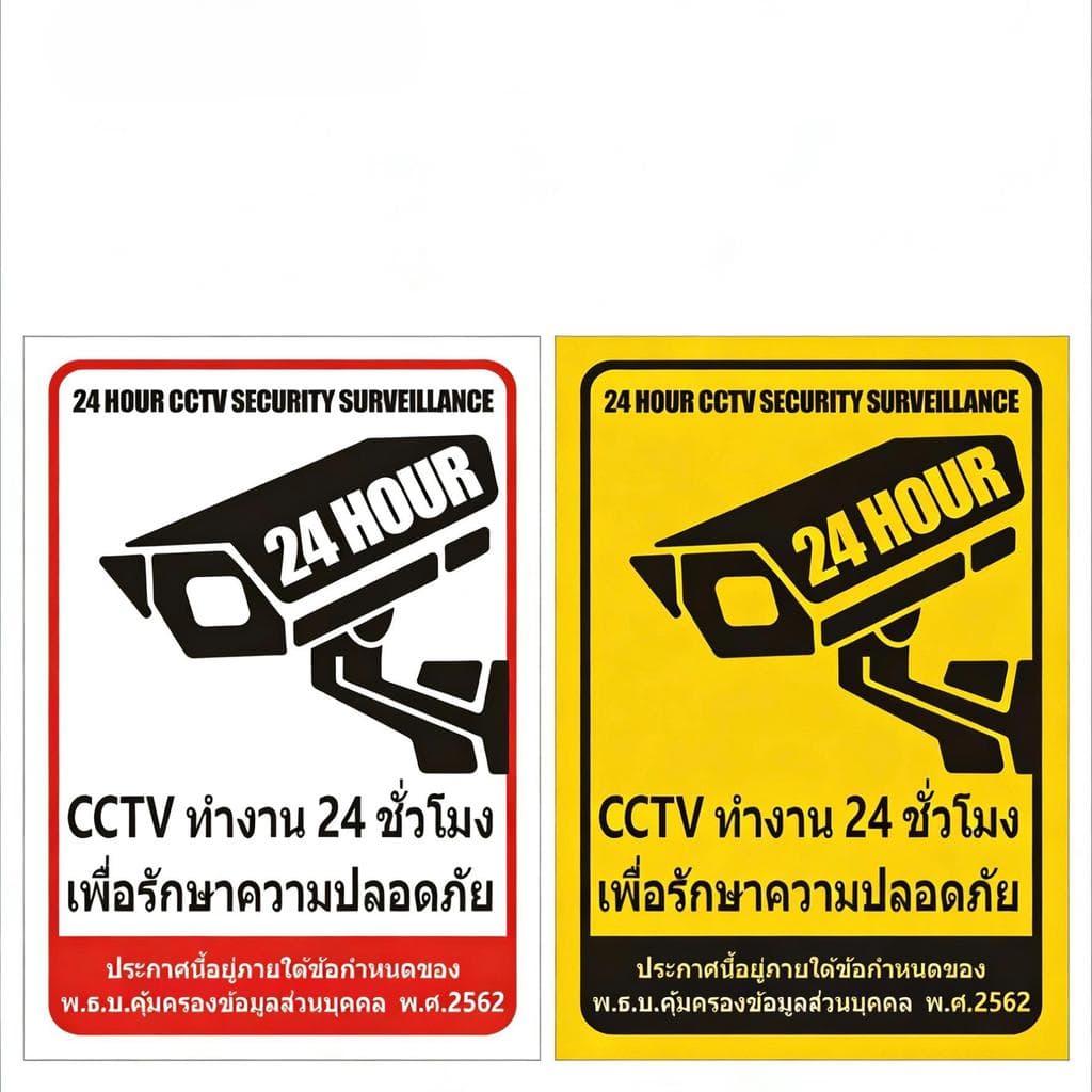 สติ๊กเกอร์กล้องวงจรปิด สติ๊กเกอร์กล้อง ป้ายกล้องวงจรปิด24ชม กันน้ำ กันแดด สติ๊กเกอร์ กล้องวงจรปิด CCTV 24H ทนแ รูปที่ 2