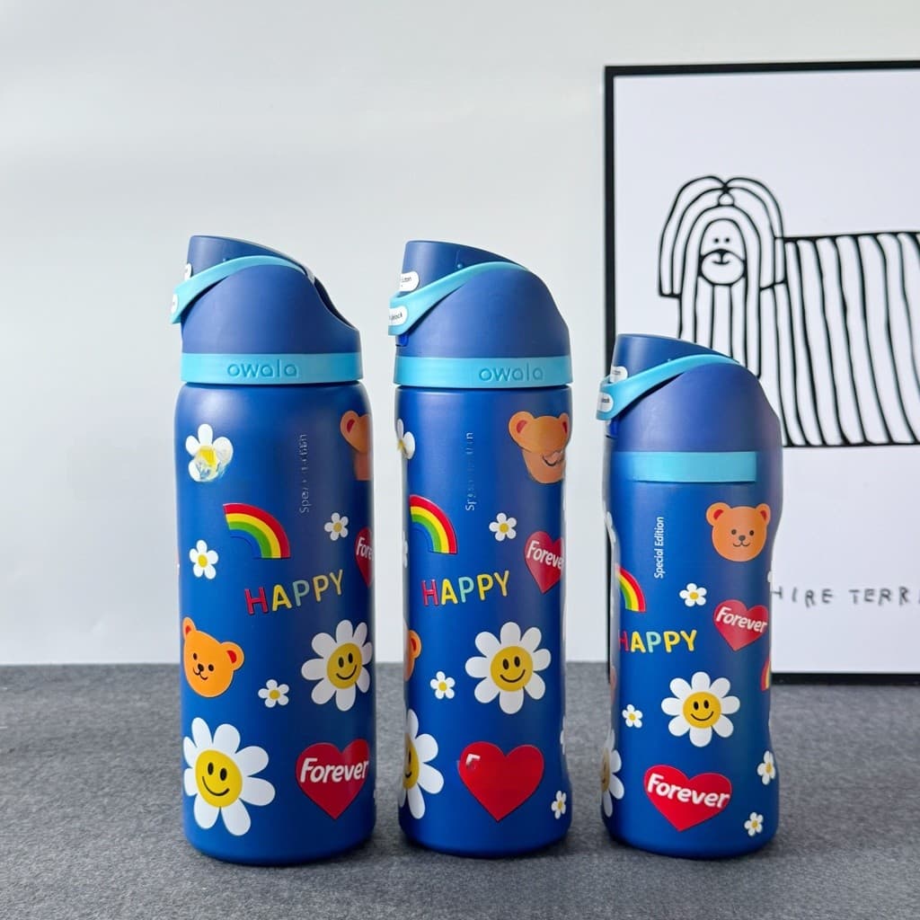 Cross-border 304 Stainless Steel Insulated Water Bottle, Portable Outdoor Tumbler, Flip Dual Drinking Lid with Straw, 24/32oz, Ideal Gift รูปที่ 1