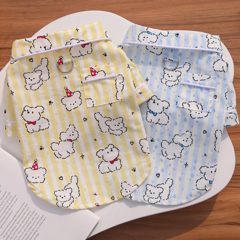 เสื้อเชิ้ตสัตว์เลี้ยง ลายน้องหมี นุ่มสบาย มีห่วงติดสายจูงได้ สำหรับสุนัขเล็ก รูปที่ 3