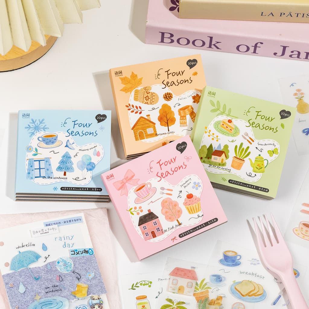 QOUZMO Four Seasons Signal Series 20 แผ่นกันน้ํา PET สติกเกอร์หนังสือ Fine Die-cut สติกเกอร์สําหรับ Journal ไดอารี่การ์ดเครื่องเขียนตกแต่ง รูปที่ 2